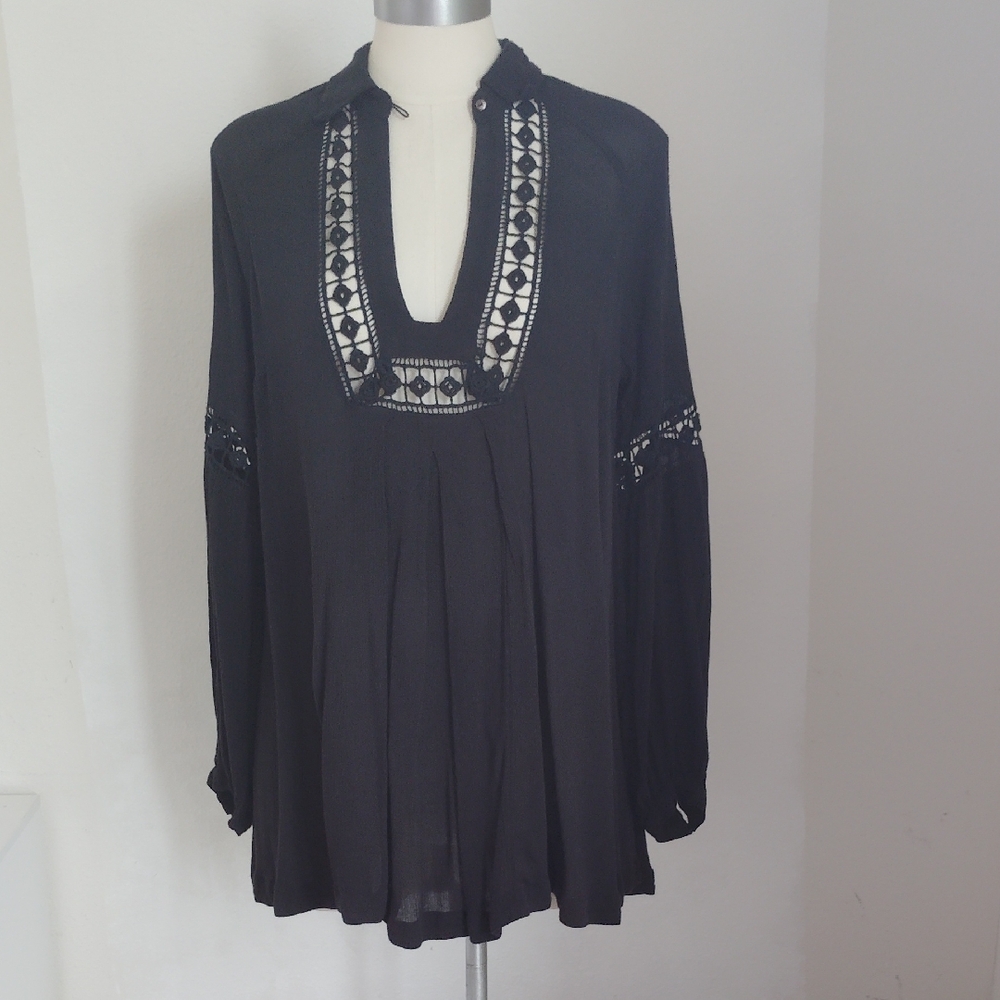 Free People Womens Mini Dress Sz S Crochet Lace Boho Whimsigoth Festival Flowy